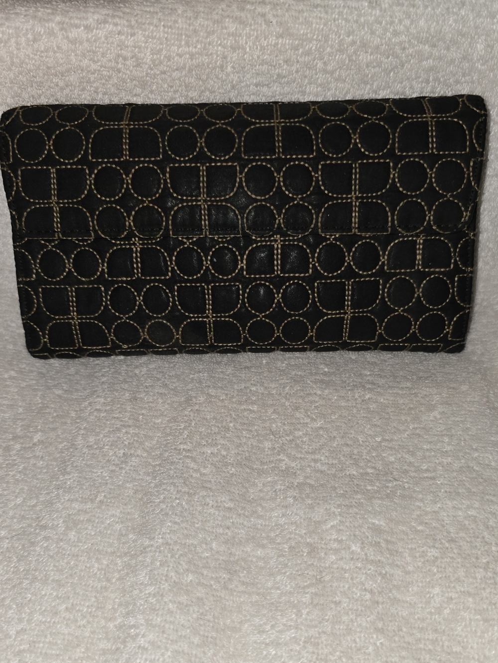 Kate Spade Vintage Classic Noel Black Quilted Canvas Flap Long Wallet